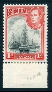 BERMUDA;  1938 early GVI issue fine Mint hinged 1d. Marginal value