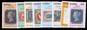 Uganda #789-796 Cat$12.75, 1990 Famous Postage Stamps, complete set, never hi...