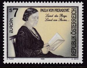 Austria  1996 7s Europa Issue Paula von Preradovic Author   VF/NH