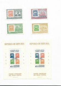 COSTA RICA 1963 CENTENARY OF COSTA RICA STAMPS 4 VALUES MNH + 2 SS PERF & IMPER