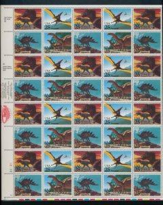 UNITED STATES (US) 2422-2425 25c DINOSAUR NH SHEET 0F 40