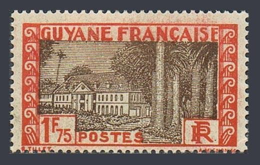 French Guiana 143, MNH dry gum. Michel 143. Government Building, Cayenne, 1933.