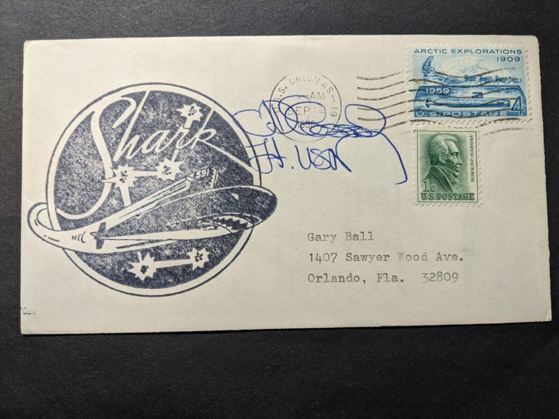 Submarine USS SHARK SSN-591 Naval Cover 1966 Cachet SIGNED USS ORION AS-18