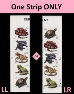 US 3814-3818 3818a Reptiles & Amphibians 37c plate strip 5 MNH 2003