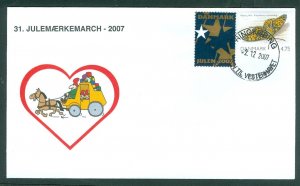 Denmark Cover. 2007. Mail Coach. Ringkøbing.“Christmas Seal Walk# 31. Sc#1389.