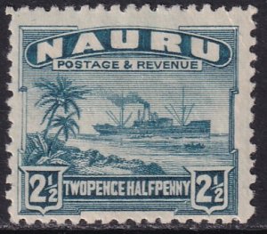 SG# 30Ac 1934 Nauru KGV era 2½ pence Greenish Blue Freighter issue MLMH CV ?