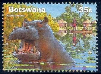 Hippo, Wetland Fauna, Botswana stamp SC#705 used