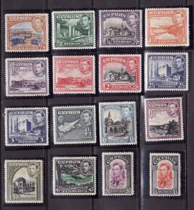 Cyprus-Sc#143-55-unused hinged definitive set-KGVI-1938-44-