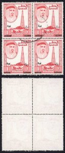 Qatar SG148 1966 1r on 1r red block used 188 pounds