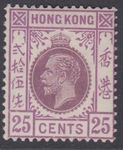 SG 109 Hong Kong 1912-21. 25c purple & magenta (type b). A fine fresh mounted...