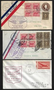 US 1927 46 SAN FRANCISCO THREE FIRST FLIGHT COVERS TRANSCONTINENTAL ROUTES & FIR