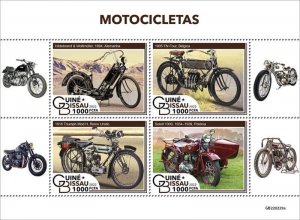 Guinea-Bissau - 2022 Motorcycles on Stamps - 4 Stamp Sheet - GB220229a