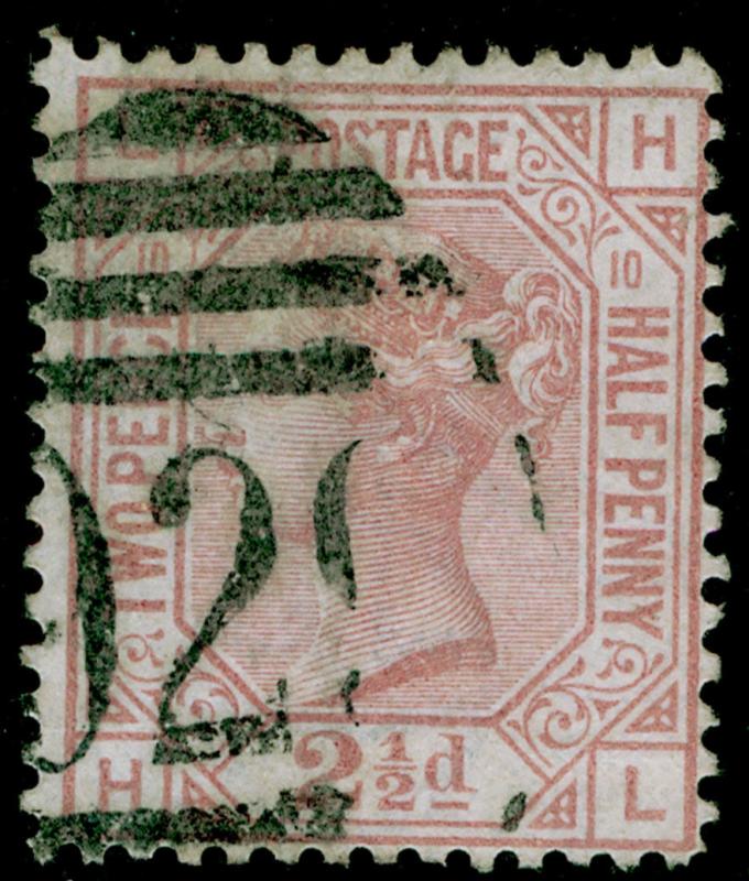 SG141, 2½d rosy mauve PLATE 10, USED. Cat £60. HL