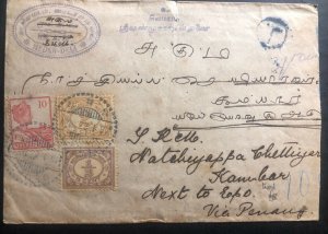 1922 Medan Netherlands Indies cover To Kambar Malaya Via Penang