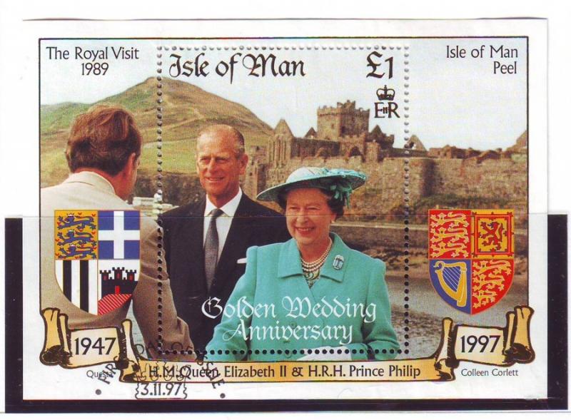 Isle of Man Sc 762 1997 Golden Wedding stamp sheet used