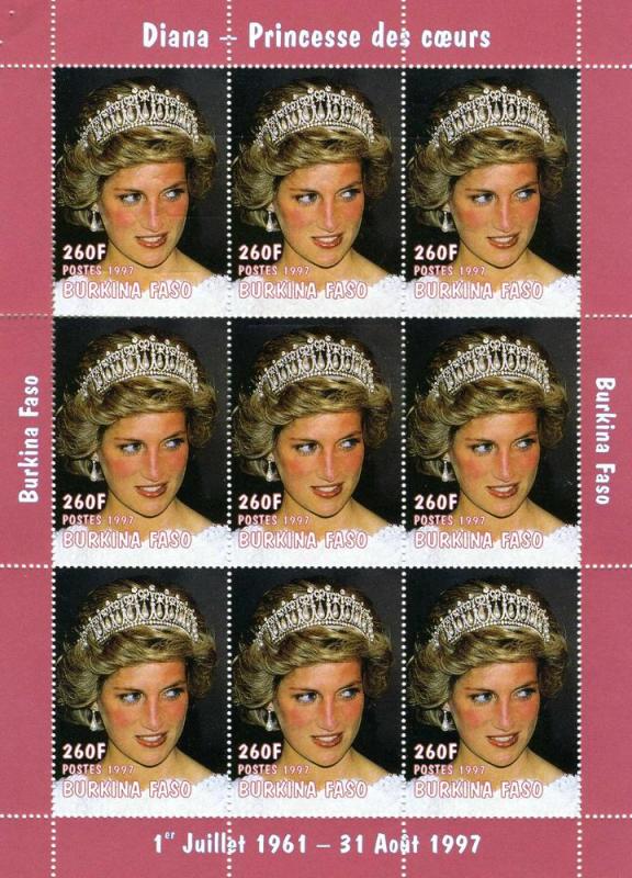 Burkina Faso 1997 PRINCESS DIANA Sheet Perforated Mint (NH)