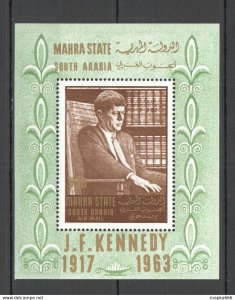 1967 South Arabia Kennedy Usa President Airmail Michel 12 Euro Bl1A ** Nw0206