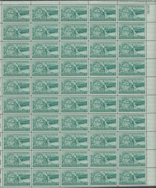 US #1019   Washington Territory  Full sheet of 50  MNH