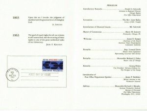 USPS First Day Ceremony Program #1233 Emancipation Proclamation Centennial 1963