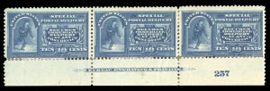 United States, Special Delivery #E5 Cat$900, 1895 10c blue, bottom margin hor...