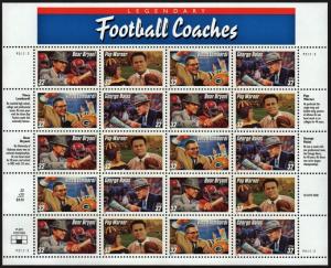 SC#3143-46 32¢ Football Coaches Sheet of Twenty (1997) MNH