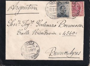 ITALY POSTAL HISTORY 1917 LARGE MOURNING COVER PAVIA TO BUENOS AIRES