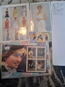 PRINCESS DIANE 6 Sheets 17 Stamps 13 Unused Mint MNH OG 4 Used  WW Worldwide