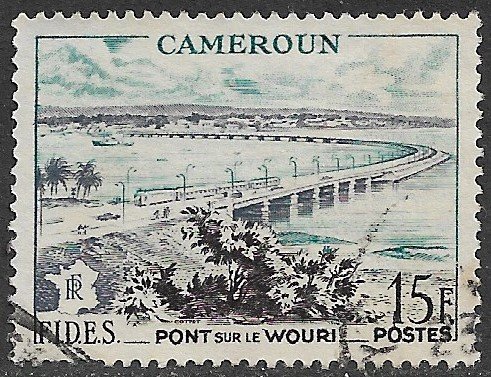 CAMEROUN 1956 15fr Wouri Bridge FIDES Issue Sc 327 VFU