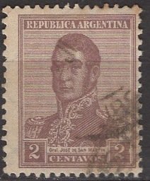 Argentina; 1917: Sc. # 233B: Used Perf. 13 1/2 x 12 1/2 Single Stamp