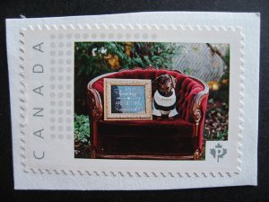 Canada personalized postage dog on couch postally used faults