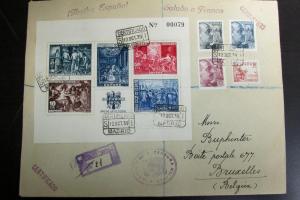 Spain Velazquez S/S on First Day Cover 1939 to Belgium Ra...