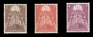 Luxembourg #329-331 Cat$49, 1957 United Europe, set of three, never hinged