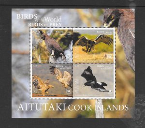 BIRDS - AITUTAKI #694 BIRDS OF PREY S/S MNH