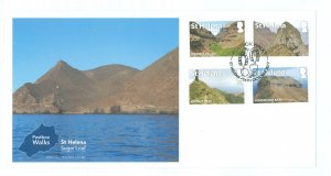 St. Helena 1 2017 Landscape series Post Box Walks set of four on an unaddressed cacheted first day cover, cancel shoes.