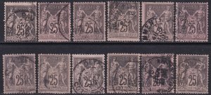 France 1886 Sc 100 selection of 12 used