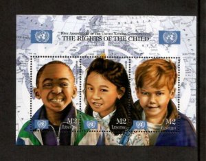 Lesotho 1999 - United Nations Children - Sheet of 3 Stamps - Scott #1210 - MNH