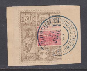 Somali Coast Sc 14a bisect used on small piece, blue DJIBOUTI 11 JUIL 01 CDS