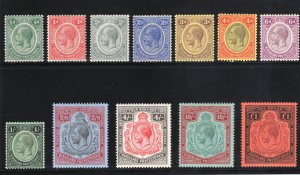 Nyasaland 1913 KGV set complete MLH. SG 83-98. Sc 12-23.