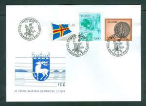 Aland. FDC 1984. Multi Franking. Flag-Map- St. Ofofs Seal.