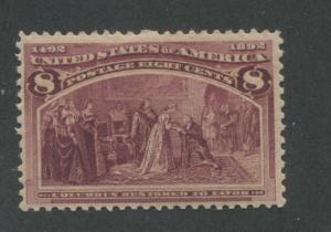 1893 US Stamp #236 8c Mint Hinged F/VF Original Gum Catalogue Value $73