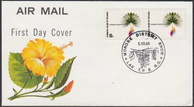 PAPUA NEW GUINEA 1968 cover MOROBE DISTRICT SHOW LAE cds....................L588