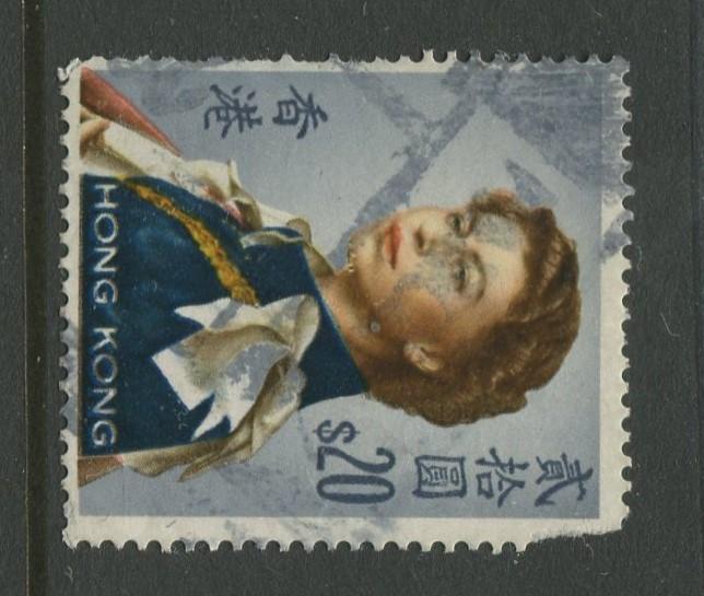 Hong Kong - Scott 217a -QEII Definitive Issue-1966 -Used-  Single $20.00c Stamp