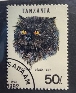 Tanzania 1992 Scott 967C CTO - 50sh, Cat, Persian Black, Felis silvestris catus