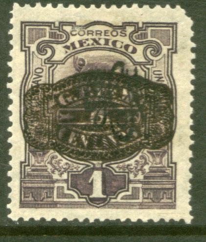 MEXICO 587, 5cts ON 1c CARRANZA + BARRIL SURCHARGE UNUSED, H OG. F-VF.