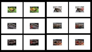 LIBERIA 2023 12 PROOF AMPHIBIANS REPTILES FROGS NEWT TURTLE CHAMELEON SNAKE MNH-