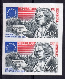 Senegal 1976 Sc#593 American Bicentennial Jefferson PAIR  IMPERFORATED MNH