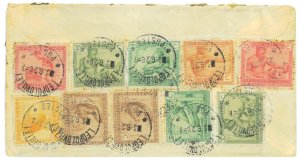 P5314 - BELGIAN CONGO 1928 MULTIFRANKED COVER FROM LEOPOLDVILLE TO LAUSSANE