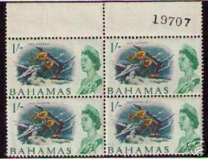 BAHAMAS Sc# 213 MNH F P# 4 BLOCK 1sh Sea Garden QEII