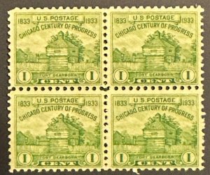 Scott#: 728 - Fort Dearborn Block of Four MNHOG - Lot 8