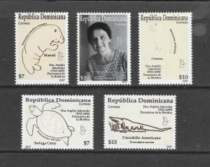 DOMINICAN REPUBLIC #1445-9 MARINE LIFE DRAWINGS MNH